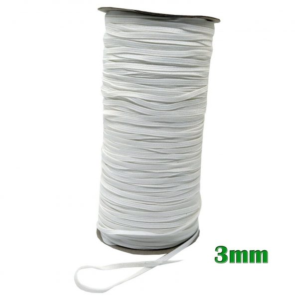 3mm Flat Woven Elastic (ideal for face masks) 200Yds