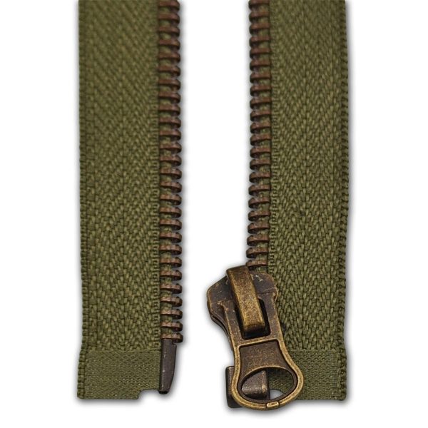 Open-End Metal Zip Olive Green