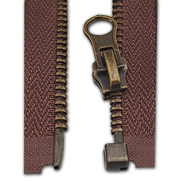 Open End Metal Zip Brown