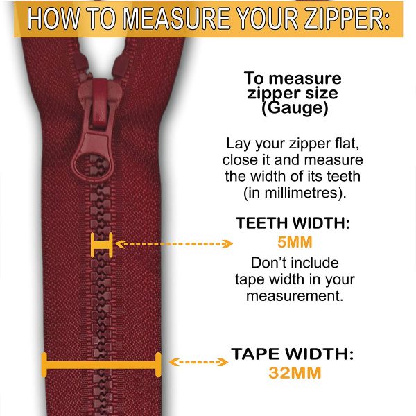 Burgundy Chunky Zip Tape Width