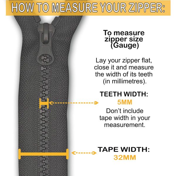 Dark Grey Resin Zip Tape Width