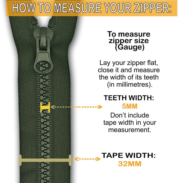 Dark Olive Resin Zip Tape Width