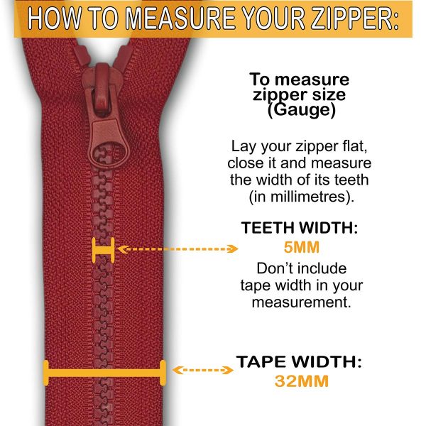 Dark Red Resin Zip Tape Width