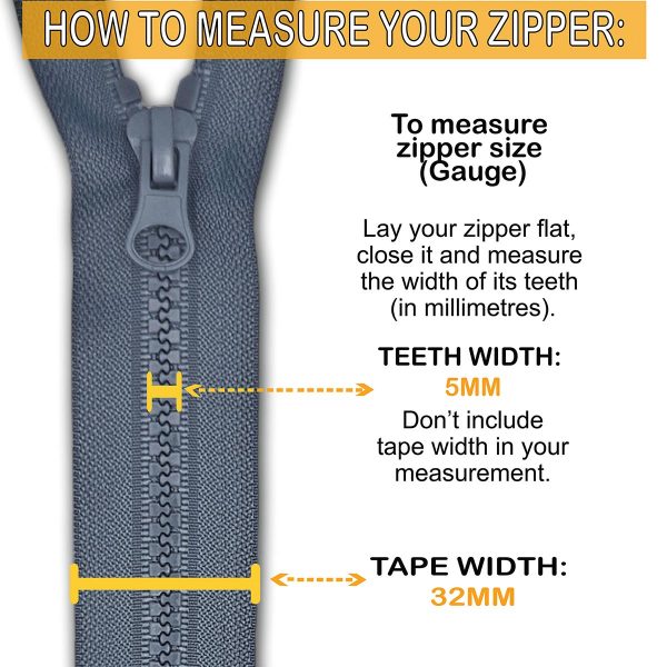 Grey Resin Zip Tape Width
