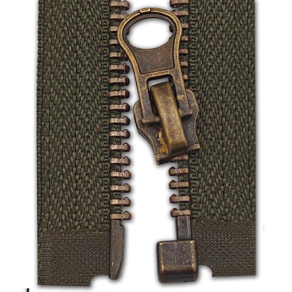 Open End Metal Zip Dark Olive Green