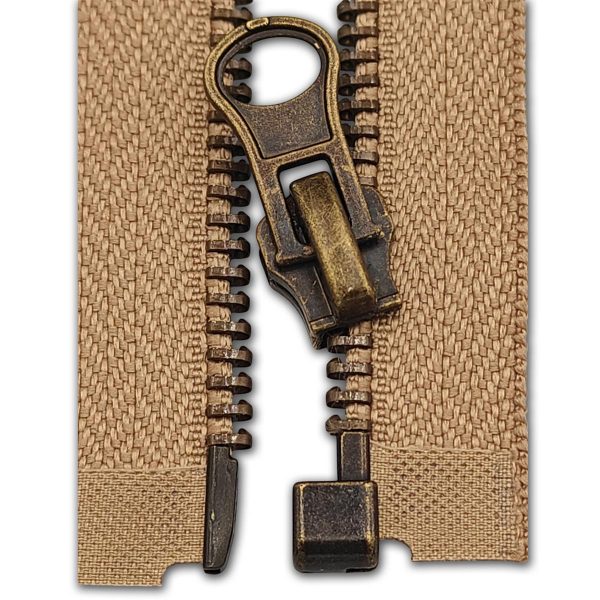 Open-End Beige Metal Zip