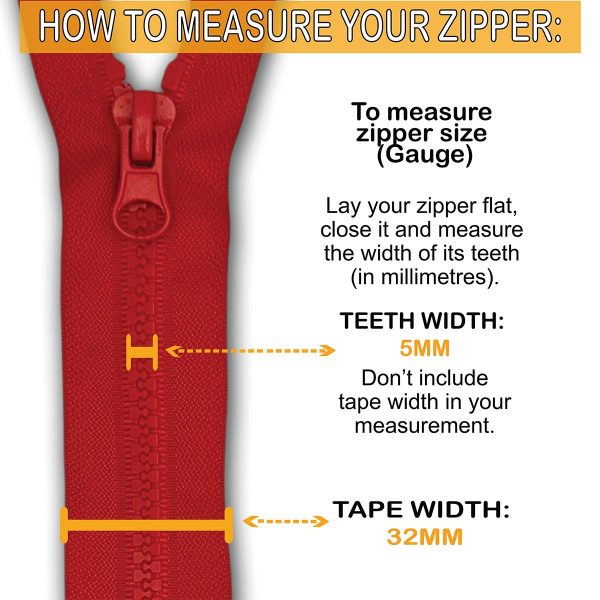 Red Resin Zip Tape Width
