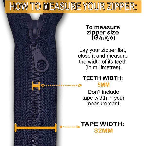 Navy Blue Resin Zip Tape Width