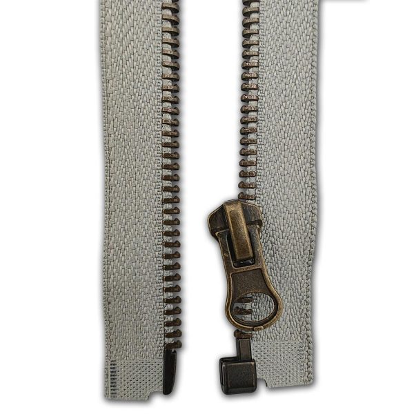 Open End Metal Zip Silver Grey