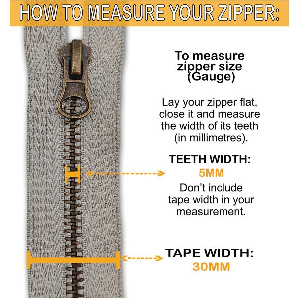 Silver Metal Zip Tape Width